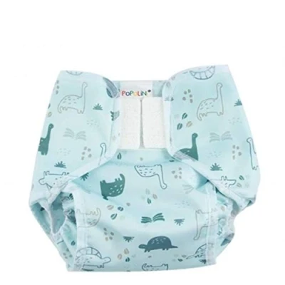 Abbildung von Popollini PopoWrap Dino atmungsaktive Überhose, Klettverschluss mit Auslaufschutz (XL 14+ kg)