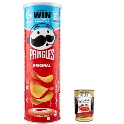 Abbildung von 5x Original Chips, der unwiderstehliche Snack in praktischen Dose knackige Chips Geschmack Einzelpackung 175g + Italian Gourmet polpa 400g
