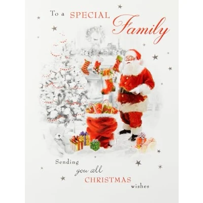 Abbildung von Piccadilly Greetings Traditionelle Weihnachtskarte &quot;To A Family&quot; 20,3 x 15,2 cm