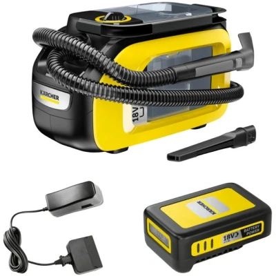 Abbildung von Kärcher SE 3 18 Compact Battery Set, 184 W, Trommel Vakuum, Nass, Beutellos, 1,2 l, Schwarz, Gelb