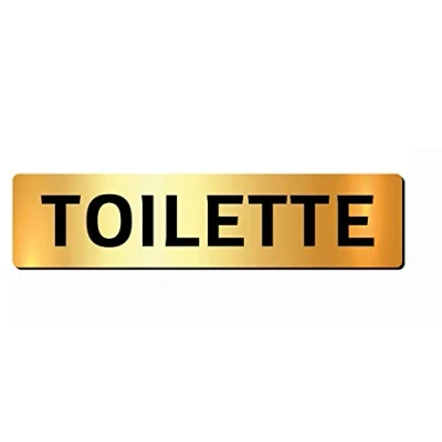 Abbildung von Targa Schild aus plexiglass, Farbe Gold, glänzend, selbstklebend, für Toiletten, Badezimmer, 180 x 43 3 mm