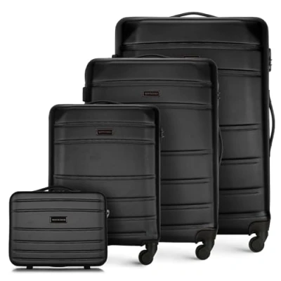 Abbildung von WITTCHEN Koffer Set 4tlg. Trolley Reisekoffer aus ABS Hartschalen 4 Rollen Kombinationsschloss Schwarz 56 3A 65K 10