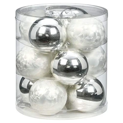 Abbildung von MAGIC Weihnachtskugeln Glas 8cm 12 STK. Christbaumkugeln Farbe: eislack weiß