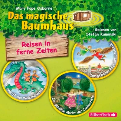 Abbildung von Reisen in ferne Zeiten. Die Hörbuchbox (Das magische Baumhaus): Angriff des Wolkendrachen / der geheime Flug Leonardo Macht Zauberflöte: 3 CDs Band 39,35,36