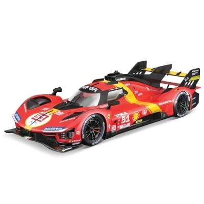 Abbildung von Bburago Modellauto Ferrari 499P #51 Le Mans 2023 Pier Gudi Calado Giovinazzi, Maßstab 1:18