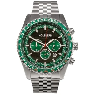 Abbildung von Holzkern Herrenuhr Chronograph Openhorizon Marmor Grün/Silberfarben