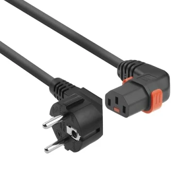 Abbildung von ACT C13 IEC Lock+ Netzkabel, Kaltgerätekabel 1 Meter, Buchse (rechts gewinkelt) nach CEE 7/7 Stecker, für PDU, Server, Netzwerkgeräte AK5261