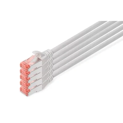 Abbildung von DIGITUS LAN Kabel Cat 6 20m 5 Stück RJ45 Netzwerkkabel S/FTP Geschirmt Kompatibel zu 6A &amp; 7 Grau