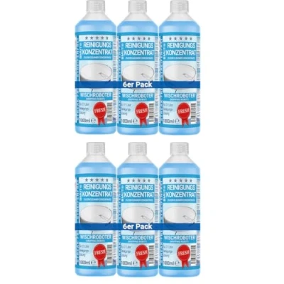 Abbildung von 6x 1000ml Wischroboter Reinigungsmittel Konzentrat mit Frische Duft &amp; Dosierbecher Streifenfrei schaumarm Saugwischer Bodenreiniger