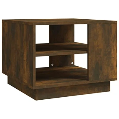 Abbildung von vidaXL Couchtisch mit Stauraum Beistelltisch Kaffeetisch Sofatisch Teetisch Tisch Wohnzimmertisch Ablagetisch Räuchereiche 55x55x43cm Holzwerkstoff