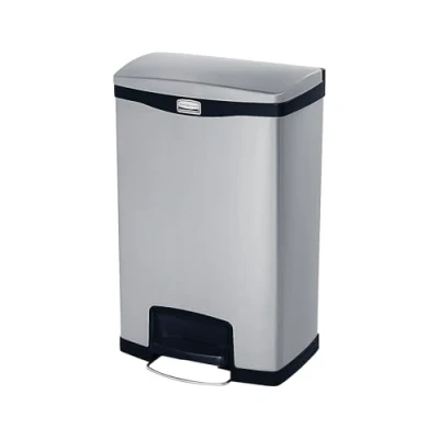 Abbildung von Rubbermaid Commercial Products Slim Jim 1901992 50 Litre Front Step On Stainless Steel Wastebasket Black