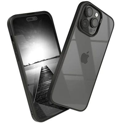Abbildung von EAZY CASE Clear Hybrid Bumper Hülle kompatibel mit iPhone 14 Pro Max, Handyhülle Ultra Aufprallschutz, Stoßfest und Kratzfest, dünne Schutzhülle Kameraschutz, Cover Handy Case, Schwarz