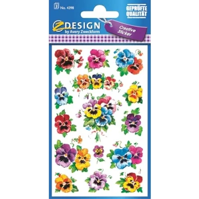 Abbildung von 10 x Z Design Sticker 76x120mm Papier 3 Bogen Motiv Stiefmütterchen