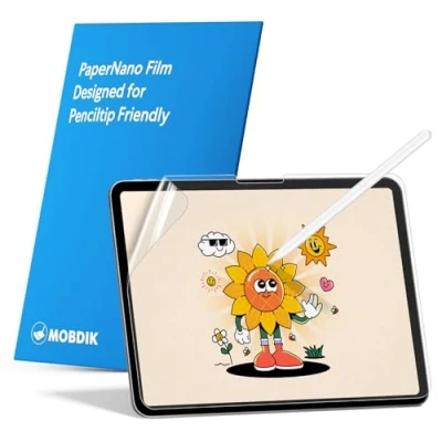 Abbildung von MOBDIK 2 Stück Paper Nano Schutzfolie für iPad Air 13 / Pro (2024) Natürliches Schreiben, Weniger Reflexion, Penciltip Friendly, Mit Easy Install Kit