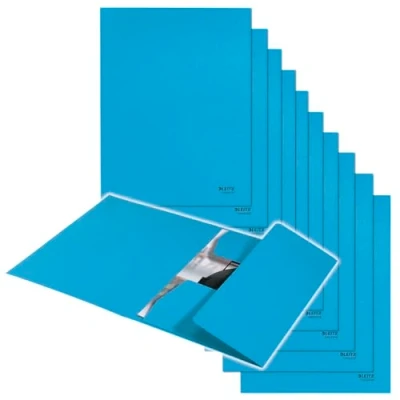 Abbildung von Leitz Recycle Jurismappe A4, 10er Pack, Für 250 Blatt, Kunststoff Ordner in Premium Qualität mit Gummibändern, 100 % recycelbar, CO2 kompensiert, Umweltfreundlich, Serie, Blau, 39060035