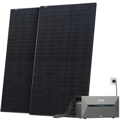 Abbildung von Solarway® All In One Balkonkraftwerk mit Speicher 1000W komplett Steckdose 1,6 kWh Anker Solix 2 PRO Solaranlage Komplettset 500W Solarmodule &amp; Zubehör