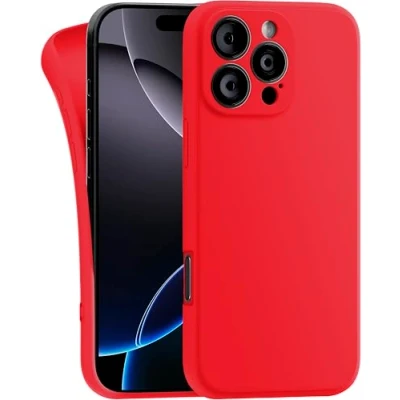 Abbildung von MyGadget Hülle kompatibel mit iPhone 16 Pro Max robuste Handyhülle TPU Case Slim Silikonhülle Back Cover Kratzfest Schutzhülle Matt Rot