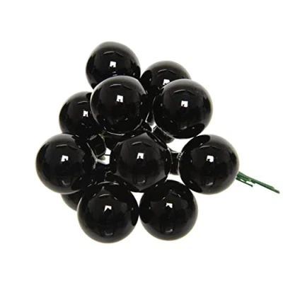 Abbildung von Decoris season decorations Weihnachtsbaumkugel, Weihnachtskugeln am Draht 2cm Glas 12 Stück Schwarz glänzend