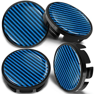 Abbildung von SkinoEu 4 x 65mm Nabendeckel Felgendeckel Radnabenabdeckung Nabenkappen Felgenkappen Radkappen Alufelgen Kompatibel mit VW 3B7 601 171 / 6U7 Carbon Blau CV 14