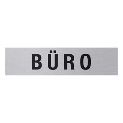 Abbildung von Metafranc Klebeschild &quot;Büro&quot; 160 x 40 mm Aus Aluminium In moderner Edelstahl Optik Selbstklebende Rückseite / Beschilderung Infoschild Gewerbekennzeichnung 507000
