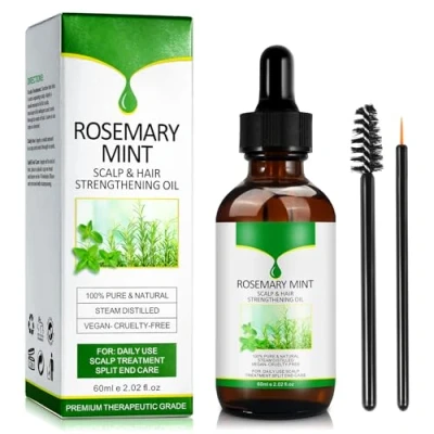 Abbildung von Minze Ätherisches Rosmarinöl für Haarwuchs, Haare, Vermeidung von Haarausfall und Förderung Haarwachstum, das Wachstum Wimpern, pflegt die Kopfhaut, 60 ml