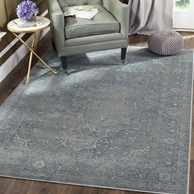 Abbildung von SAFAVIEH Traditionell Teppich für Wohnzimmer, Esszimmer, Schlafzimmer Vintage Collection, Kurzer Flor, Hellblau und Hellgrau, 201 X 279 cm
