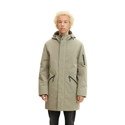 Abbildung von TOM TAILOR Denim Herren Parka mit Kapuze 1032431, 10415 Dusty Olive Green, S