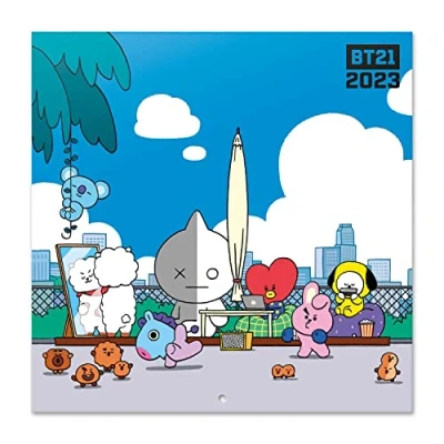 Abbildung von Grupo Erik Wandkalender 2023, BT21 Jahreskalender ARMY Kalender 2023 mit Geschenk Poster, zum Aufhängen offizieller Lizenz