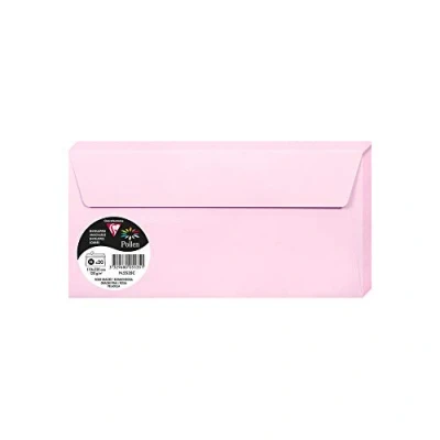 Abbildung von Clairefontaine 5535C Packung mit 20 Umschlägen Pollen Format DL 11x22 cm, 120g, selbstklebend, ideal für Einladungen und Korrespondenz, Premium glattes Papier, Zartrosa, 1 Pack