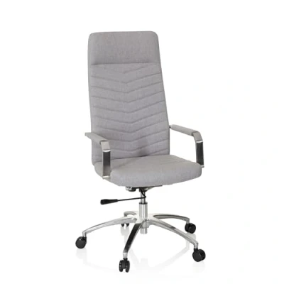 Abbildung von hjh OFFICE 670966 Bürosessel SARANTO Plus Stoff Hellgrau moderner Bürostuhl mit hoher Rückenlehne