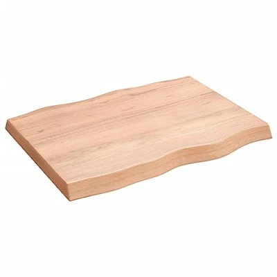 Abbildung von vidaXL Tischplatte, Holzplatte für Tisch Esstisch Couchtisch, Massivholzplatte Handgefertigt mit Baumkante, Ersatztischplatte, Hellbraun 80x60x(2 6) cm Massivholz Behandelt