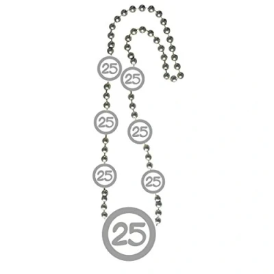 Abbildung von 1 HALSKETTE SILBERNE HOCHZEIT 25. GEBURTSTAG DEKO PARTY KETTE SILBERHOCHZEIT
