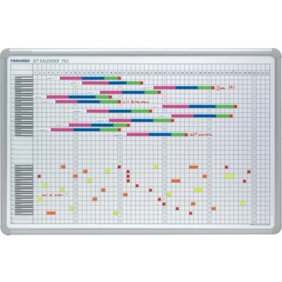 Abbildung von FRANKEN Jahresplaner über 53 Kalenderwochen, lackiert, magnetisch, beschreibbar, trocken abwischbar, mit Aluminiumrahmen, Magnettafel zur Wandbefestigung, 90 x 60 cm, JK753