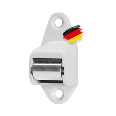 Abbildung von BAUHELD® Rolladen Gurtführung Aufputz [1 Stück] Made in Germany Maxi Gurtdurchführung mit Bürstendichtung Für Rolladengurt 14mm geeignet Stahl Gurtleitrolle Lochabstand 40mm Weiß