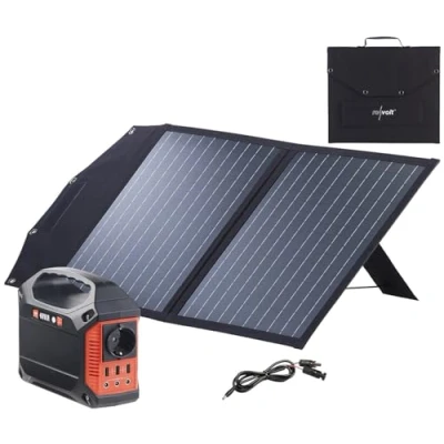 Abbildung von HSG 420 Solarpanel Powerbank Powerstation &amp; Solar Generator mit faltbarem 100 W