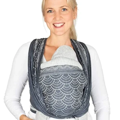 Abbildung von Hoppediz gewebtes Baby Tragetuch ab Geburt, Neugeboren bis Kleinkind, 100% kbA Baumwolle (Bio), Sapporo 4,60 m