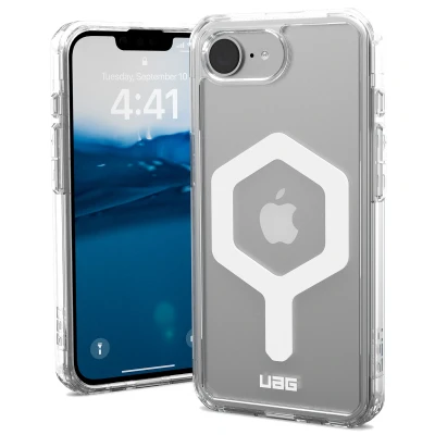 Abbildung von URBAN ARMOR GEAR Plyo MS Case kompatibel mit Apple iPhone 16E Hülle (Wireless Charging / Magnetisches Aufladen kompatibel, Sturzfeste Air Soft Ecken) ice (transparent) weiß