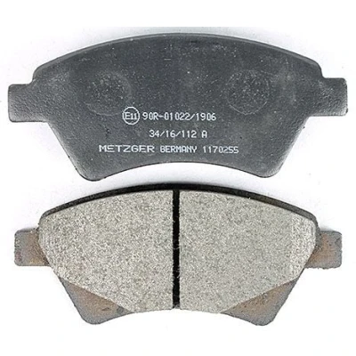 Abbildung von METZGER 1170255 Bremsbelagsatz Vorderachse exkl. Verschleißwarnkontakt mit Bremssattelschrauben, Anti Quietsch Blech RENAULT: SCENIC 2