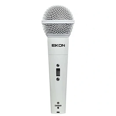 Abbildung von PROEL Eikon DM800WH Dynamisches Mikrofon für Sprache, Gesang und Karaoke, Weiß + Cannon XLR 3P Stecker auf 3F Buchse 4,5 m schwarz (Eikon DM800WH)
