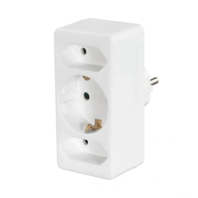 Abbildung von Hama Steckdosenadapter (Steckdosenadapter 3fach, 2 Euro, 1 Schutzkontakt, Mehrfachstecker, Multistecker, Mehrfachsteckdose, Mehrfachsteckdose ohne Kabel, Multisteckdose, 3fach Multistecker) weiß