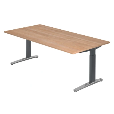 Abbildung von Hammerbacher Schreibtisch XB2E Nussbaum/Graphit Kufe poliert