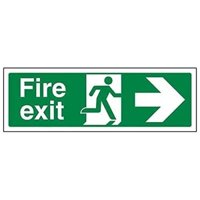 Abbildung von VSafety englisches Schild „Fire Exit“, Querformat, 300 x 100 mm, 2 mm Hartplastik