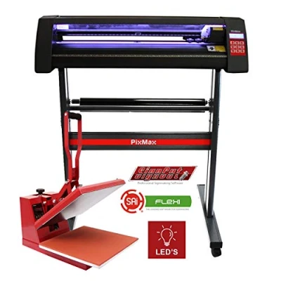 Abbildung von PixMax Vinyl Schneideplotter mit LED Folienplotter Plotter inklusive 3 x Roland Messer und 38cm Transferpresse Software im Set