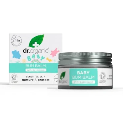 Abbildung von Dr Organic Baby Po Balsam mit Calendula, Windelausschlag Creme, Empfindliche Haut, Lanolin, Natürlich, Vegan, Dermatologisch getestet, Tierversuchsfrei, Paraben &amp; SLS frei, Zertifiziert Bio, 50ml