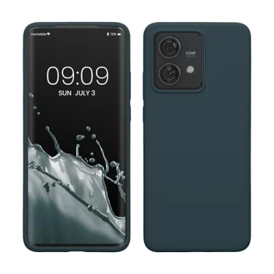 Abbildung von kwmobile Hülle kompatibel mit Motorola Edge 40 Neo Silikon Handy Case Handyhülle weiche Oberfläche kabelloses Laden Dunkler Schiefer