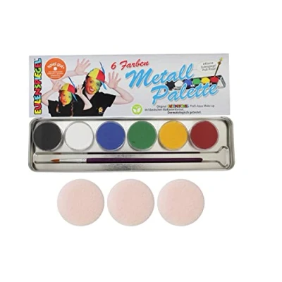 Abbildung von Eulenspiegel 206003 Profi Aqua Schminke, 6 Farben, Metall Palette