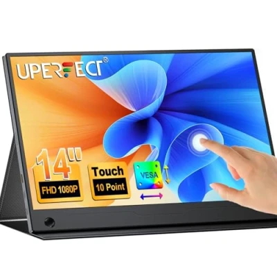 Abbildung von UPERFECT Portable Monitor Touchscreen, 14 Zoll Tragbarer für Laptop 1080P Mobile with Mini HDMI/USB CExternal for Laptop/Mac/PC/PS4/PS5/Phone/Switch, VESA Mountable