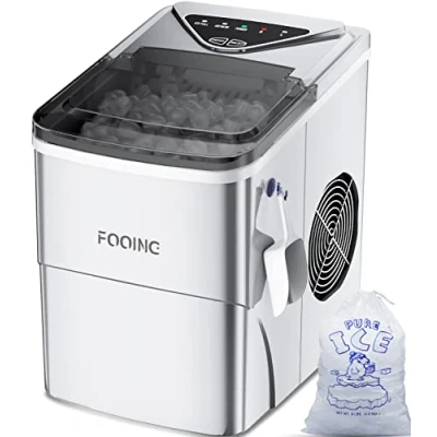 Abbildung von Eiswürfelmaschine Klare Eiswürfel, Selbstreinigende Eismaschine, 9 Würfel in 6 Minuten fertig, 15KG 24 H, Tragbare Ice Maker Cube Maschine für Zuhause/Küche/Büro/Bar, Silber