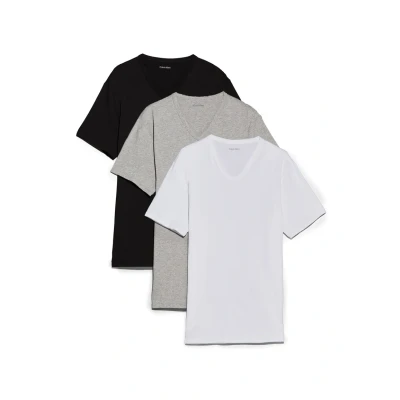 Abbildung von Calvin Klein Herren 3er Pack T Shirts Kurzarm mit V Ausschnitt, Mehrfarbig (Black, White, Grey Heather), XXL