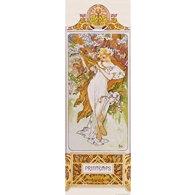 Abbildung von 1art1 Alphonse Mucha Poster Die Vier Jahreszeiten II, Frühling, 1896 Kunstdruck Bild 158x53 cm